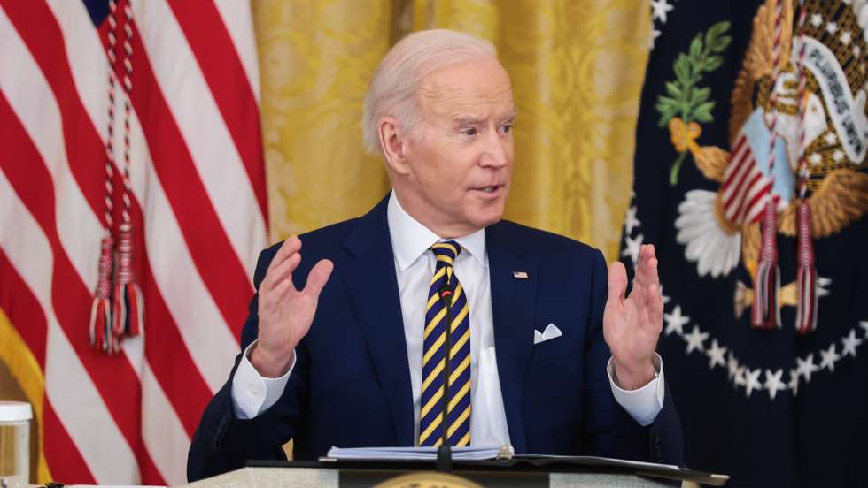 O Presidente dos EUA, Joe Biden durante uma conferência de imprensa na Casa Branca
