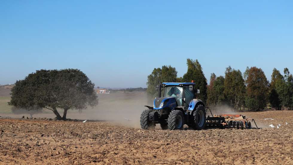 Um trator prepara um terreno para a sementeira, numa propriedade agrícola em Castro Verde, 15 de novembro de 2021. Segundo os agricultores desta região, que abrange os concelhos alentejanos de Castro Verde e Almodôvar e parte dos municípios de Aljustrel, Mértola e Ourique, os custos dos fatores de produção ligados à atividade agrícola têm “disparado” de forma “exorbitante” nos últimos meses e admitirem que a situação está a tornar-se “insustentável”. (ACOMPANHA TEXTO DA LUSA DO DIA 18 DE NOVEMBRO DE 2021). NUNO VEIGA/LUSA