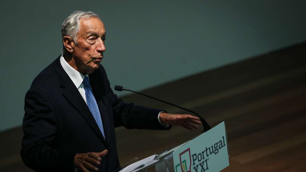 O Presidente da República, Marcelo Rebelo de Sousa, discursa durante o encontro &quot;Portugal XXI: País de Futuro&quot;, em Cascais, 11 de maio de 2022.  RODRIGO ANTUNES/LUSA