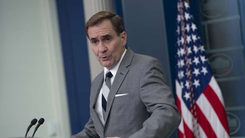 epa10267913 National Security Council Coordinator for Strategic Communications John Kirby participates in a news briefing at the White House in Washington, DC, USA, 26 October 2022.  EPA/Chris Kleponis / POOL