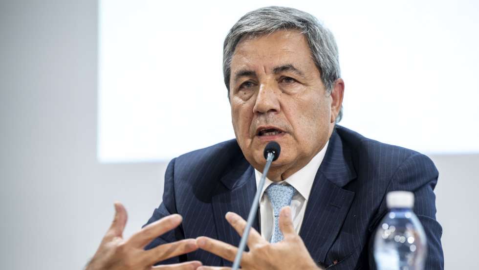 epa10224796 Portuguese Soccer Federation President Fernando Gomes speaks during a press conference about the announcing that Ukraine is joining Spain and Portugal in their joint bid to host the World Cup in 2030, at the UEFA Headquarters, in Nyon, Switzerland, 05 October 2022. The proposal comes seven months into the ongoing Russian invasion of Ukraine and harnesses the idea that soccer can restore hope and peace.  EPA/MARTIAL TREZZINI