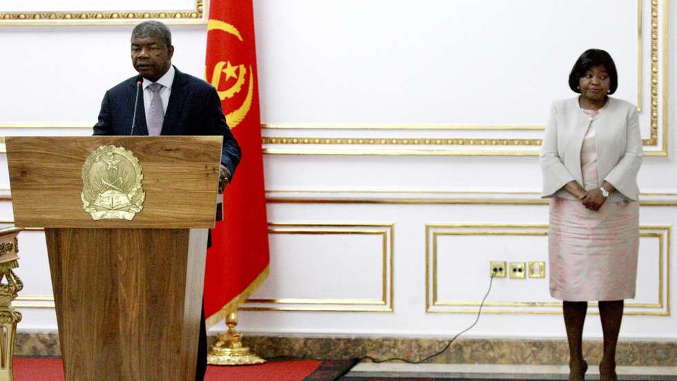 Angola's President Joao Lourenço (L) speeches as vice-President Esperança Costa looks on, during the new government swearing cerimony at Presidential palace, in Luanda, Angola, 19th September 2022. AMPE ROGÉRIO/LUSA