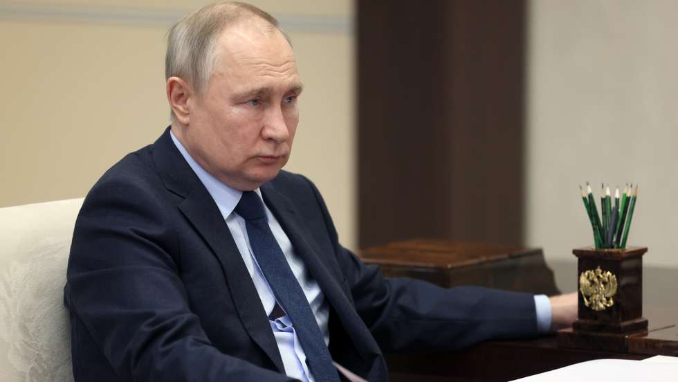 epa10470956 Russian President Vladimir Putin meets with Russian presidential commissioner for children's rights at the Novo-Ogaryovo state residence, outside Moscow, Russia, 16 February 2023. Putin, at a meeting with Commissioner for Children's Rights Maria Lvova-Belova, said that the authorities are considering supporting the families of those who participate in hostilities as part of private military companies or as volunteers. According to the president, social guarantees should be equal for all participants in the conflict.  EPA/MIKHAIL METZEL/SPUTNIK/KREMLIN POOL MANDATORY CREDIT