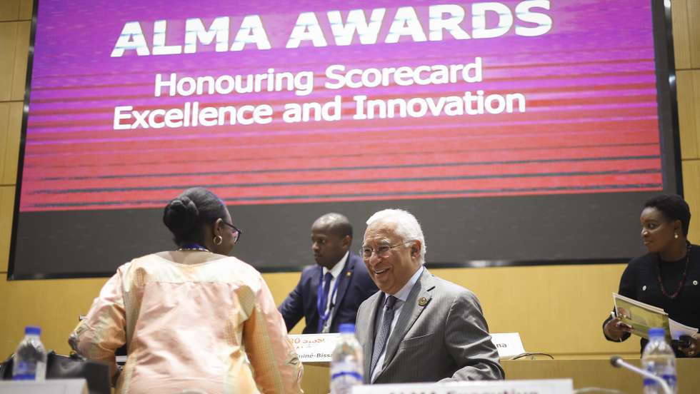 O primeiro-ministro, António Costa, durante a cerimónia de Prémios Alma, na Cimeira da União Africana, que decorre até 19 de fevereiro, em Adis Abeba, na Etiópia, 18 de fevereiro de 2023. JOSE SENA GOULAO/LUSA