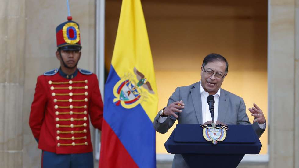 epa10465852 The President of Colombia, Gustavo Petro, delivers a speech during the public act of filing the health reform before Congress, in Bogota, Colombia, 13 February 2023. The Colombian Government presented this 13 February the health reform, which has been causing debates in the country for weeks, and with which it intends, if approved in Congress, to bring health care to all corners and strengthen primary care and prevention of diseases.  EPA/Mauricio DueÃ±as CastaÃ±eda
