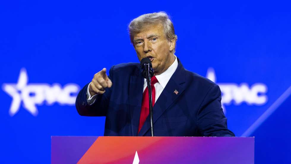 epa10503799 Former US President Donald Trump speaks at the Conservative Political Action Conference (CPAC), billed as the largest conservative gathering in the world, at the Gaylord National Resort &amp; Convention Center in National Harbor, Maryland, USA, 04 March 2023. Many conservatives skipped this year’s conference after a male campaign aid accused CPAC Chair Matt Schlapp of sexual assault.  EPA/JIM LO SCALZO