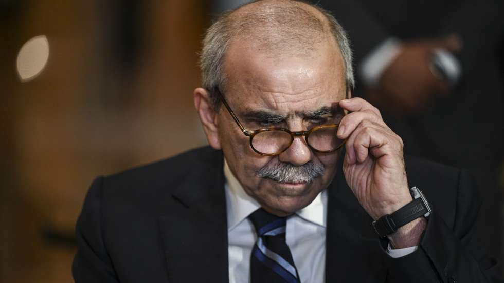 epa12498642 Lebanese Prime Minister Nawaf Salam looks on during his meeting with the Egyptian foreign minister at the Nile Ritz-Carlton Hotel in Cairo, Egypt, 02 November 2025.  EPA/MOHAMED HOSSAM