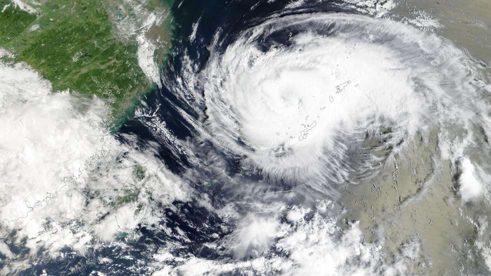epa13193253 A handout satellite image made available by NASA's Worldview application, part of the NASA Earth Science Data and Information System (ESDIS), of Typhoon Saudel in the East China Sea, 26 August 2026. After passing over Japan's southwestern Ryukyu islands (C) and triggering heavy rainfall warnings in northern Taiwan (C-L), the storm is expected to continue its westward track toward the eastern coast of mainland China (L).  EPA/NASA WORLDVIEW HANDOUT -- MANDATORY CREDIT -- HANDOUT EDITORIAL USE ONLY/NO SALES