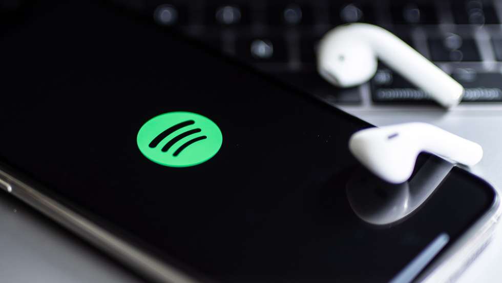 epa08981553 (FILE) - A close-up shows 'Spotify' app on a smart phone in Berlin, Germany, 07 July 2020 (reissued 02 February 2021). Spotify will release its 4th quarter 2020 results on 03 February 2021.  EPA/HAYOUNG JEON *** Local Caption *** 56200267