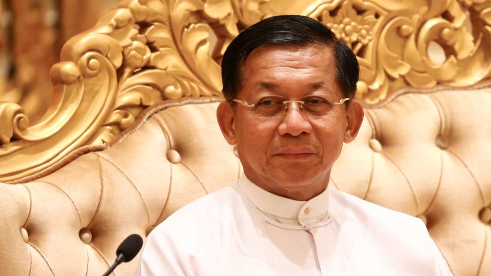 epa10103861 A handout photo made available by the press service of the Russian Foreign Affairs Ministry shows Myanmar military Commander-in-Chief Senior General Min Aung Hlaing attending a meeting with Russian Foreign Minister Sergei Lavrov (not pictured) in Naypyitaw, Myanmar, 03 August 2022. Russian Foreign Minister Lavrov is on a working visit to Myanmar.  EPA/RUSSIAN FOREIGN AFFAIRS MINISTRY / HANDOUT HANDOUT MANDATORY CREDIT HANDOUT EDITORIAL USE ONLY/NO SALES