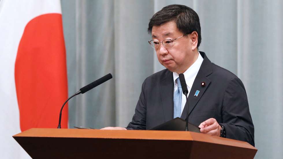 epa10609865 Japanese Chief Cabinet Secretary Hirokazu Matsuno speaks about a magnitude 6.3 earthquake during a news conference at the prime minister's official residence in Tokyo, 05 May 2023, after the earthquake of the second strongest grade six plus of the seven earthquake scale hit Suzu in Noto Peninsula, Ishikawa Prefecture, central Japan. The Japan Meteorological Agency announced that there was no tsunami warning issued. Authorities said there was no damage caused to the Shika nuclear power plant in Ishikawa and the Kashiwazaki Kariwa nuclear power plant in Niigata Prefecture.  EPA/JIJI PRESS JAPAN OUT  EDITORIAL USE ONLY