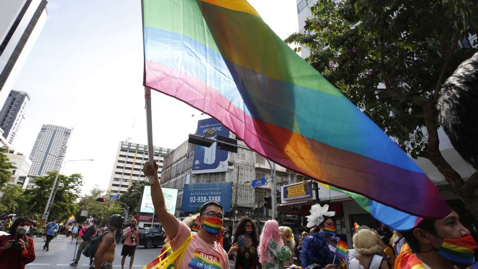 epa09997362 People of LGBT community take part in the parade to mark pride day 2022 in Bangkok, Thailand, 05 June 2022. Thousands of Thai and foreigns are taking part in the parade at Silom Road, a major business district of Bangkok, of the pride month is celebrated across the world annually in June to commemorate the 1969 Stonewall uprising to raise awareness and promote sexual diversity equal rights for the Lesbian, Gay, Bisexual, Transgender and Queer (LGBTQ) community. Thailand has been regarded as &#039;Utopia&#039;, a haven friendly country for LGBTQ people but the kingdom still ban and not legally recognize same-sex marriage.  EPA/NARONG SANGNAK