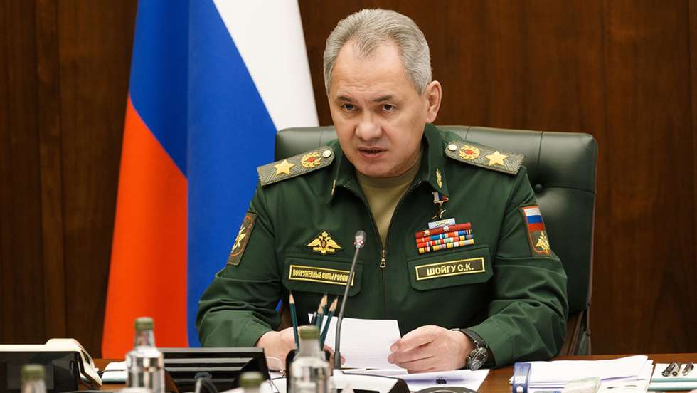 epa09852729 An undated handout still image made available on 26 March 2022 by the Russian Defence Ministry press service shows Russian Defense Minister Sergei Shoigu attends a working meeting with the leadership of the Russian Ministry of Defense, at an unspecified location (issued 27 March 2022). On 24 February Russian troops had entered Ukrainian territory in what the Russian president declared a 'special military operation'.  EPA/RUSSIAN DEFENCE MINISTRY PRESS SERVICE / HANDOUT  HANDOUT EDITORIAL USE ONLY/NO SALES
