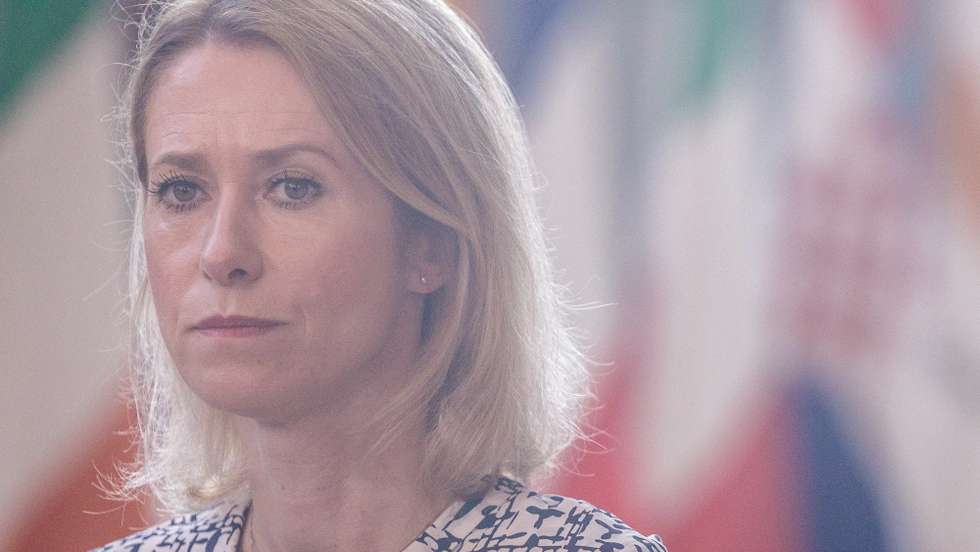 epa12238565 EU High Representative and Vice-President for Foreign Affairs and Security Policy, Kaja Kallas, speaks with journalists at a Foreign Affairs Council at the EU Council in Brussels, Belgium, 15 July 2025.  EPA/OLIVIER MATTHYS
