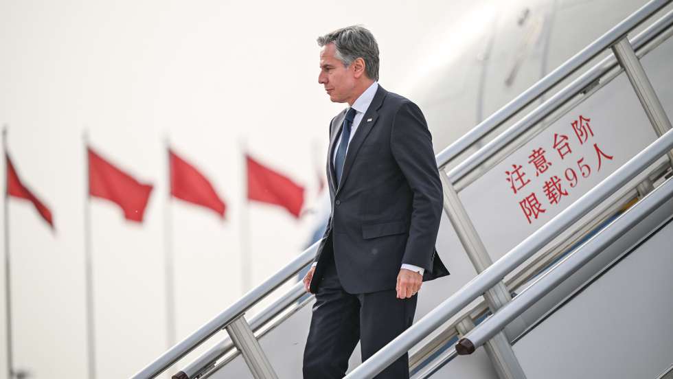 epa11300395 US Secretary of State Antony Blinken arrives in Beijing, capital of China, April 25, 2024.  EPA/XINHUA / Chen Yehua CHINA OUT / UK AND IRELAND OUT  /       MANDATORY CREDIT  EDITORIAL USE ONLY  EDITORIAL USE ONLY