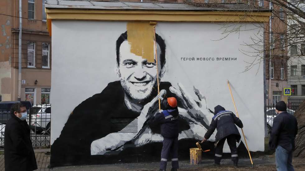 Graffiti de Alexei Navalny em São Petersburgo