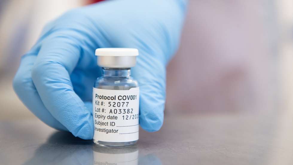 epa08836974 A handout photo dated 20 November 2020 and made available by the Oxford University 23 November 2020, showing a vial with vaccine developed jointly by the Oxford University and AstraZeneca, Oxford, United Kingdom. The Oxford University/AstraZeneca coronavirus vaccine has an average efficacy of 70.4 per cent in preliminary results, Oxford University/AstraZeneca announced on 23 November 2020, and can be stored in a standard fridge.  EPA/OXFORD UNIVERSITY / JOHN CAIRNS / HANDOUT  HANDOUT EDITORIAL USE ONLY/NO SALES