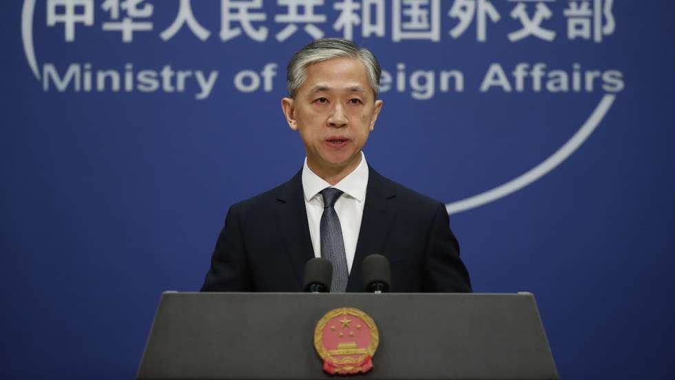 epa08677921 Chinese Foreign Ministry spokesman Wang Wenbin speaks during a daily media briefing at the Ministry of Foreign Affairs in Beijing, China, 18 September 2020.  EPA/WU HONG