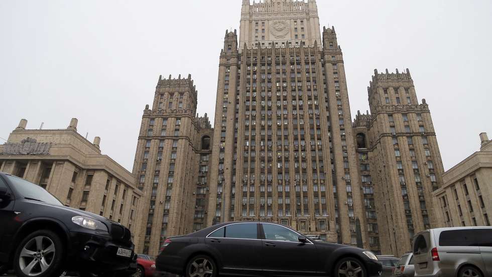 epa06618088 Russian Foreign Ministry building in Moscow, Russia, 21 March 2018, as  foreign diplomats attend a Russian Foreign Ministry's briefing on Sergei Skripal and his daughter Yulia  poisoning case. British Prime Minister Theresa May ordered the expulsion of 23 Russian diplomats, who left Britain on 20 March, in retaliation for the poisoning of the former Russian spy Sergei Skripal aged 66 and his daughter Yulia, aged 33, who were found suffering from extreme exposure to a rare nerve agent in Salisbury southern England, on 04 March 2018. Skripal and his daughter Yulia remain in a 'very serious' condition.  EPA/MAXIM SHIPENKOV