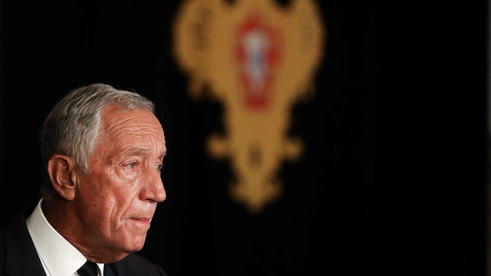O Presidente da República, Marcelo Rebelo de Sousa, faz uma declaração sobre a morte do antigo Presidente da República, Jorge Sampaio (não aparece na fotografia), no Palácio de Belém, em Lisboa, 10 de setembro de 2021. O antigo Presidente da República, Jorge Sampaio, morreu hoje aos 81 anos. MÁRIO CRUZ/LUSA