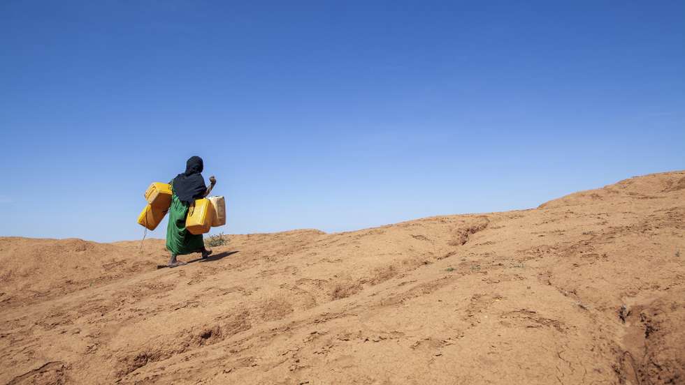 epa08219015 A handout photo made available by the United Nations Development Programme (UNDP) shows a pastoralist searching for water ay a reservoir in drought-hit Baligubadle, Somaliland, the autonomous region of Somalia, 03 December 2019 (issued 15 February 2020). Somali pastoralists are particularly vulnerable to climate-induced phenomenon like drought and flooding.  EPA/MARK NAFTALIN / UNITED NATIONS DEVELOPMENT PROGRAMME HANDOUT  HANDOUT EDITORIAL USE ONLY/NO SALES