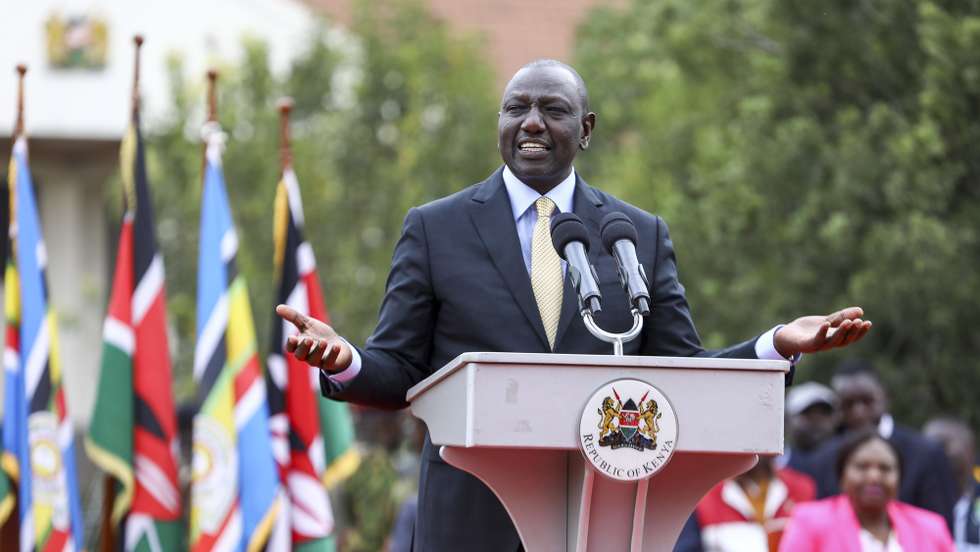 epa10161857 Kenyan President-elect, William Ruto speaks during a press conference after Supreme Court rulling, at his official residence in Karen, Nairobi, Kenya, 05 September 2022. The Kenya Supreme Court has unanimously upheld the result of the August 2022 presidential election won by William Ruto. A petition filed by the opposition leader Raila Odinga, challenging the outcome of the 09 August presidential elections is dismissed along with several petitions seeking to annul the result.  EPA/DANIEL IRUNGU