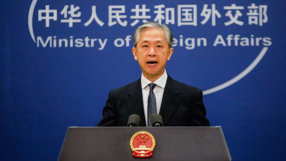 epa10121788 Wang Wenbin, Deputy Director of the Foreign Ministry Information Department of China, speaks during a press conference at the Ministry of Foreign Affairs in Beijing, China, 15 August 2022. China conducted fresh military drills on 15 August in response to a visit to Taiwan by US lawmakers led by Senator Ed Markey, shortly after US House Speaker Nancy Pelosi’s visit to the island on 02 August.  EPA/WU HAO