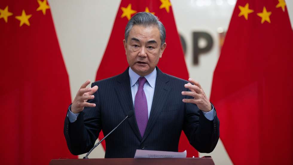 epa10111100 Chinese Foreign Minister Wang Yi speaks during a press conference after meeting with Mongolian Foreign Minister Batmunkh Battsetseg in Ulaanbaatar, Mongolia, 08 August 2022. Wang Yi is in Mongolia for a working visit on 08 August.  EPA/BYAMBASUREN BYAMBA-OCHIR
