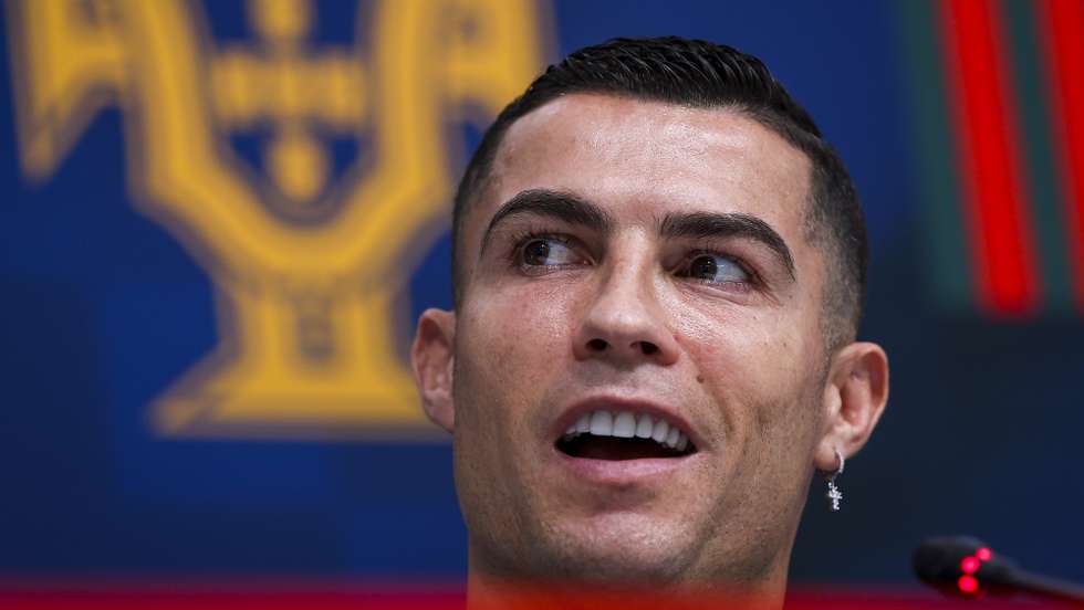 Portugal National team player Cristiano Ronaldo attends a press conference, in Al Shahaniya, Qatar, 21 November 2022. The FIFA World Cup 2022 takes place in Qatar from 20 November untill 18 December 2022. JOSE SENA GOULAO/LUSA