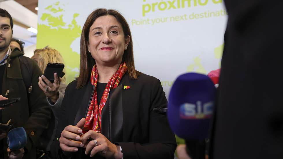 Christine Ourmières-Widener, CEO da TAP, durante a sua visita à  BTL - Bolsa de Turismo de Lisboa no  Parque das Nações, em Lisboa, 2 de março de 2023.  MANUEL DE ALMEIDA/LUSA