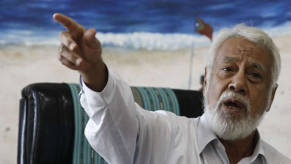 O ex- Presidente da República de Timor-Leste, e presidente do Congresso Nacional da Reconstrução Timorense (CNRT), Xanana Gusmão, durante a entrevista à agência Lusa, em Dili, Timor-Leste, 14 de maio de 2022. ANTONIO COTRIM/LUSA