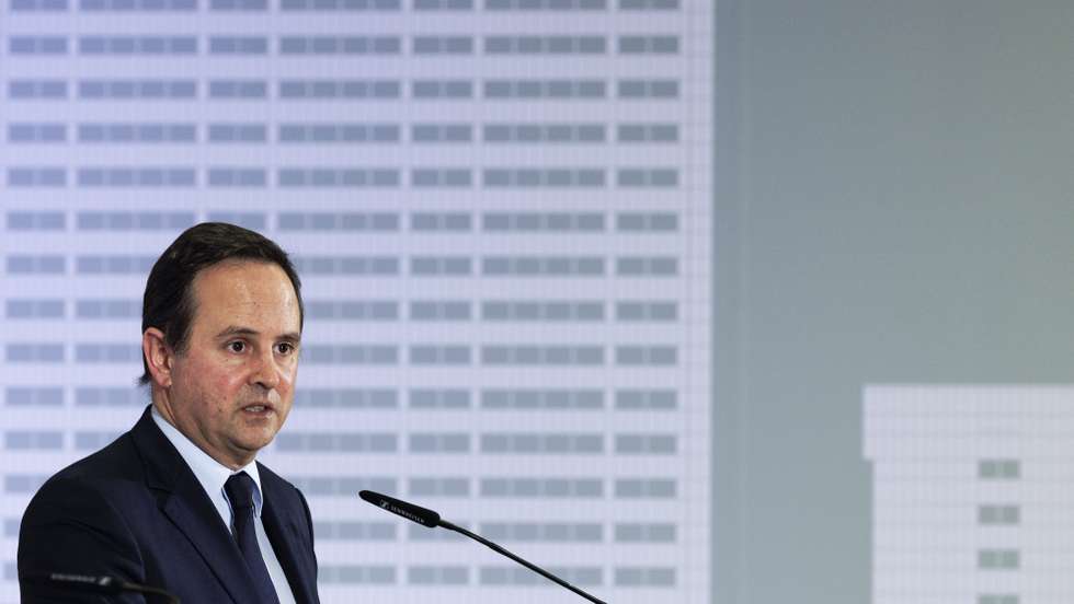 epa10451037 Portuguese Finance Minister, Fernando Medina, delivers a joint press conference with the Spanish Deputy Prime Minister and Minister of Economy (not pictured), following their meeting in Madrid, Spain, 06 February 2023.  EPA/Sergio Perez