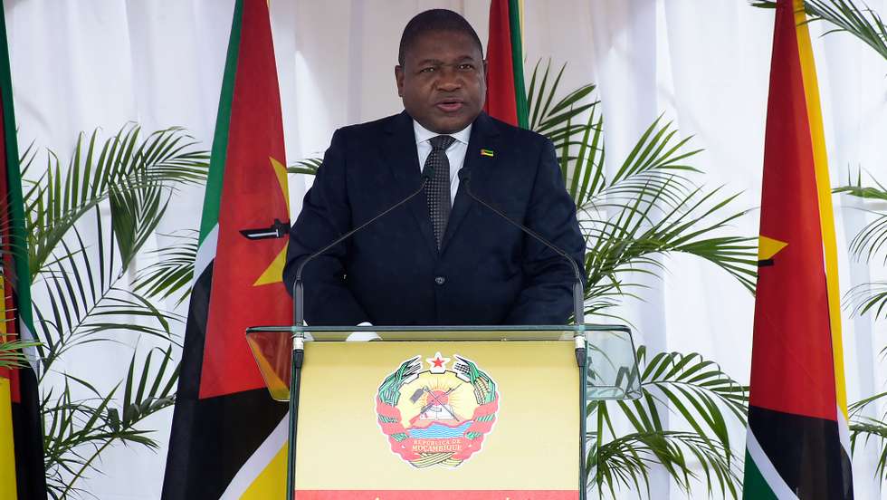 O Presidente da República de Moçambique, Filipe Nyusi, discursa durante as cerimónias de comemoração do Dia dos Heróis Nacionais, em Maputo, Moçambique, 03 de fevereiro 2021. PRESIDÊNCIA DA REPÚBLICA DE MOÇAMBIQUE/LUSA