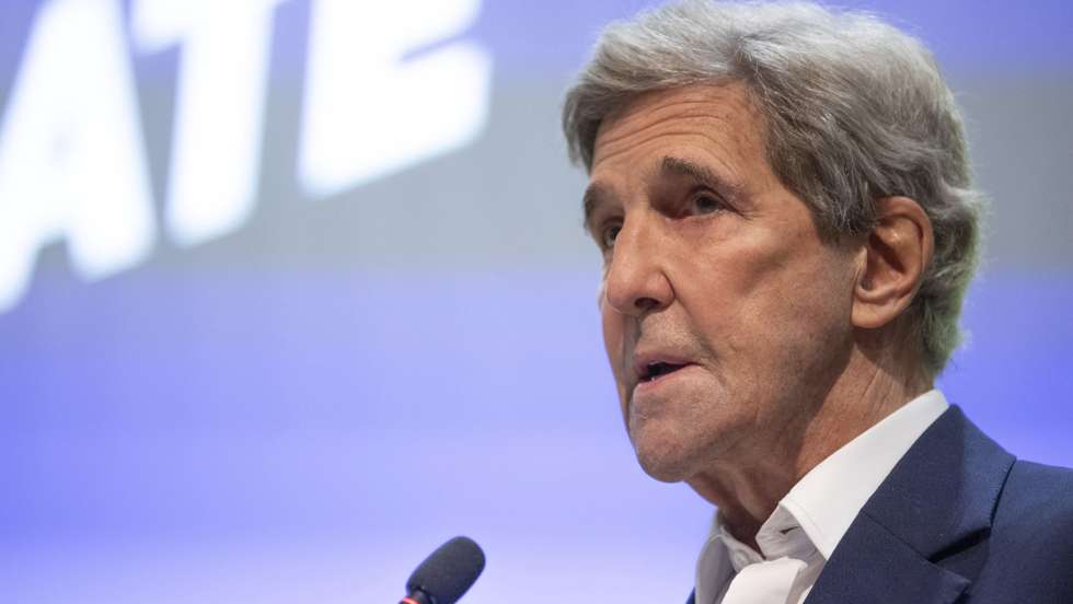 epa09501542 A handout photo made available by the PRE-COP26 meeting press office shows John Kerry, US Special Presidential Envoy for Climate, as he attends the Pre-Cop26 meeting, the preparatory event for the annual UN climate conference, COP26, scheduled for November in Glasgow, at the Milan Conference Centre, MiCO, in Milan, Italy, 02 October 2021.  EPA/PRE-COP26 MEETING PRESS OFFICE HANDOUT  HANDOUT EDITORIAL USE ONLY/NO SALES