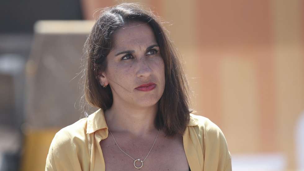 A secretária de Estado da Habitação, Marina Gonçalves, durante a cerimónia de colocação da primeira pedra de construção de fogos no Bairro Padre Cruz, em Lisboa, 14 de junho  de 2022. ANTÓNIO COTRIM/LUSA