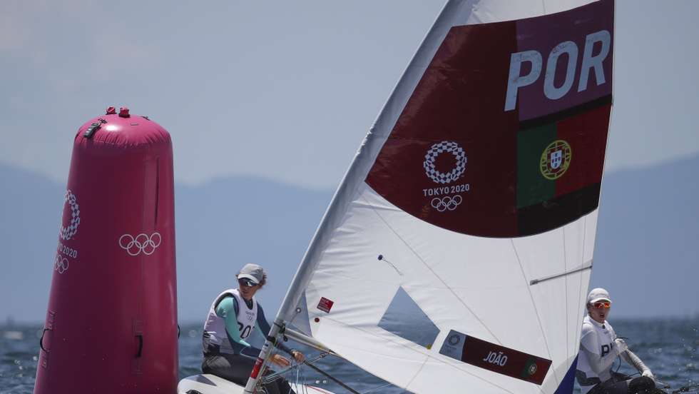 epa09361037 Laser Radial class sailor Velejadora Carolina Joao of Portugal during a training session for the Tokyo 2020 Olympic Games in Enoshima, Japan, 24 July 2021.  EPA/OLIVIER HOSLET