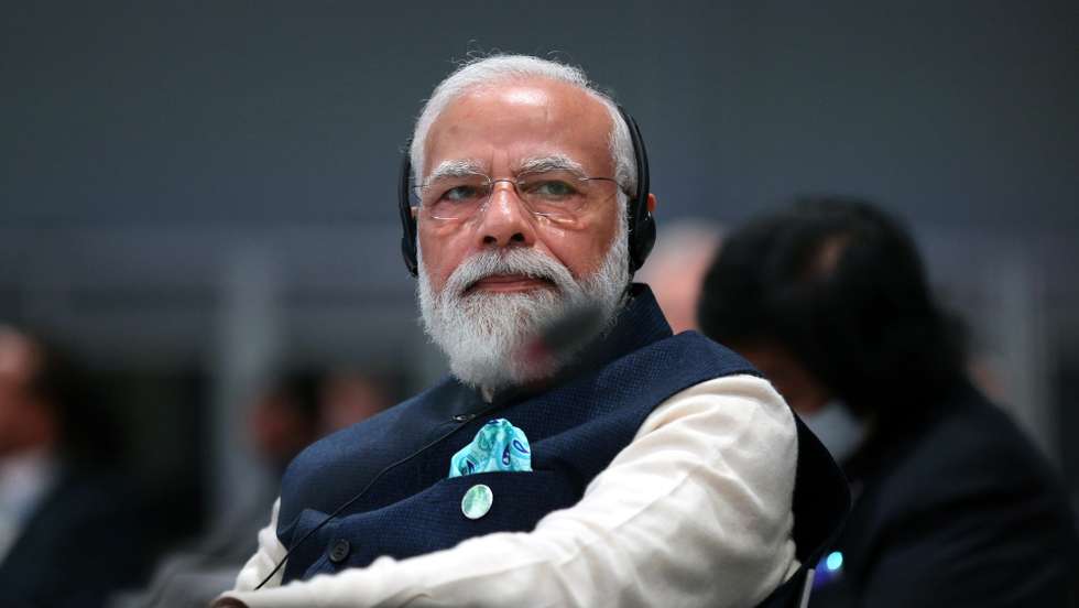 epa09557558 Indian Prime Minister Narenda Modi attends the opening ceremony of the UN Climate Change Conference (COP26) in Glasgow, Britain, 01 November 2021. The COP26 climate change conference runs from 31 October to 12 November 2021 in Glasgow.  EPA/ROBERT PERRY