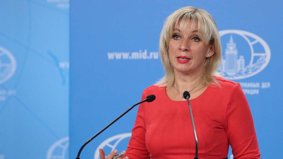 epa08661448 A handout photo made available by Russian Foreign Affairs Ministry shows Russia's Foreign Ministry spokeswoman Maria Zakharova hold a briefing on current foreign policy issues in Moscow, Russia, 11 September 2020.  EPA/RUSSIAN FOREIGN AFFAIRS MINISTRY / HANDOUT MANDATORY CREDIT / HANDOUT EDITORIAL USE ONLY/NO SALES