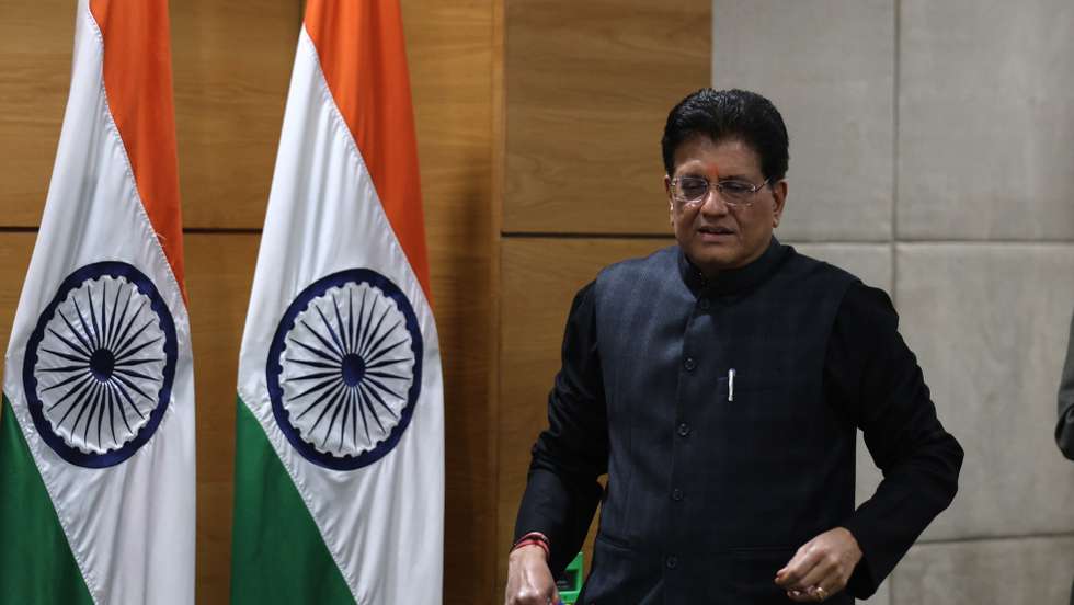 epa12702077 Indian Minister of Commerce and Industry Piyush Goyal arrives to address a press conference after the US and India agreed to a trade deal, in New Delhi, India, 03 February 2026. US President Donald Trump said the US and India had agreed to a trade deal, cutting tariffs on Indian goods to 18 percent from 25 percent, and claimed Prime Minister Narendra Modi agreed to stop buying Russian oil.  EPA/RAJAT GUPTA
