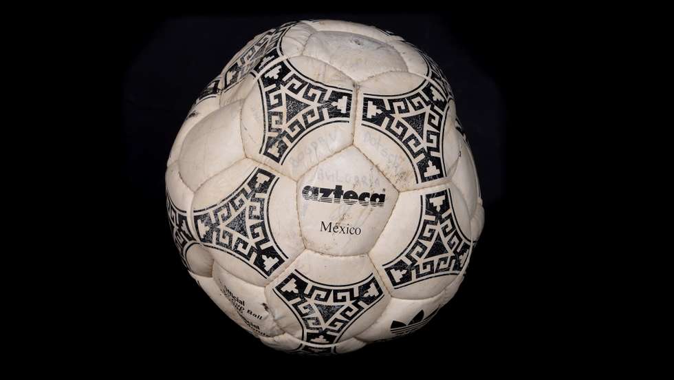 epa10243057 An undated handout photo made available by Graham Budd Auctions of the "Hand of God ball" in Wellingborough, Britain, 14 October 2022. The ball that was used to score one of the most controversial goals in football history is being sold by Ali Bin Nasser, the Tunisian referee who allowed the goal by Maradona in the FIFA 1986 World Cup quarter finals between Argentina and Argentina. The auction will take place on the 16 November 2022.  EPA/GRAHAM BUDD AUCTIONS HANDOUT MANDATORY CREDIT GRAHAM BUDD AUCTIONS HANDOUT HANDOUT EDITORIAL USE ONLY/NO SALES