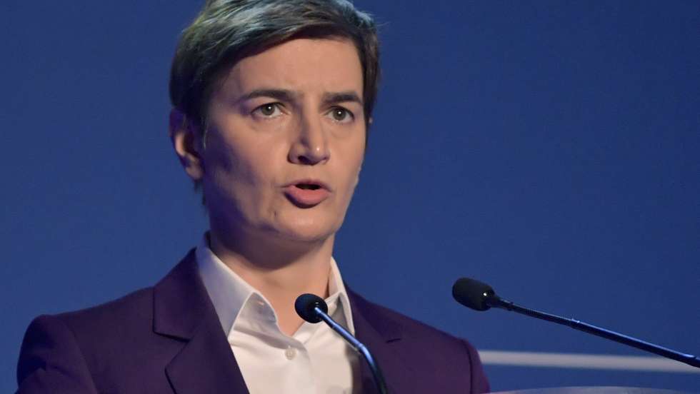 epa09578771 Serbia's Prime Minister Ana Brnabic gives a speech during the 75th anniversary celebrations of The United Nations Educational, Scientific and Cultural Organization (UNESCO) at UNESCO headquarters in Paris, France, 12 November 2021.  EPA/JULIEN DE ROSA / POOL  MAXPPP OUT