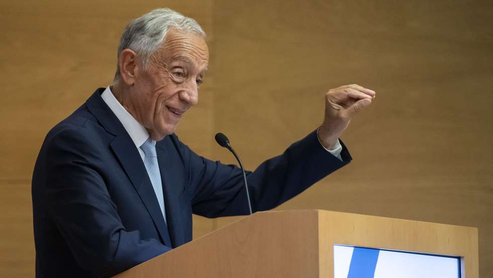 O Presidente da República, Marcelo Rebelo de Sousa, discursa na cerimónia de comemoração dos 173 anos da AEP – Associação Empresarial de Portugal, em Matosinhos, 3 de maio de 2022.  RICARDO CASTELO/LUSA