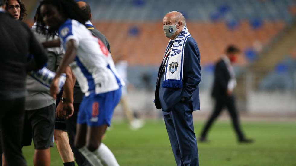 FC Porto president Pinto da Costa celebrates with the team after winning the Portuguese Cup final soccer match against Benfica at Coimbra City stadium, Coimbra, Portugal, 1st August 2020. PAULO CUNHA/LUSA