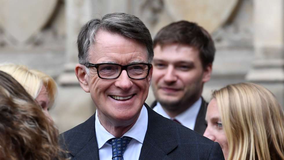 epa07660428 Labour politician Peter Mandelson leaves after a service of thanksgiving for the life and work of former Cabinet Secretary Lord Heywood in the Westminster Abbey in central London, Britain, 20 June 2019. Jeremy Heywood served as British Cabinet Secretary from 01 January 2012, and Head of the Home Civil Service from September 2014, until stepping down in October 2018.  EPA/FACUNDO ARRIZABALAGA