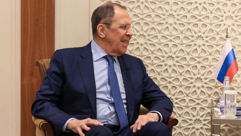 epa09988226 A handout photo made available by the press service of the Russian Foreign Affairs Ministry shows Russian Foreign Minister Sergei Lavrov attending a meeting with Saudi Arabia's Minister of Foreign Affairs Prince Faisal bin Farhan Al Saud (not pictured) in Riyadh, Saudi Arabia, 31 May 2022. Russian Foreign Minister is on a working visit to Saudi Arabia.  EPA/RUSSIAN FOREIGN AFFAIRS MINISTRY / HANDOUT MANDATORY CREDIT HANDOUT EDITORIAL USE ONLY/NO SALES
