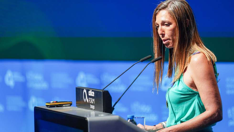 Ana Rita Cavaco, bastonária da Ordem dos Enfermeiros discursa no encerramento do  VI Congresso dos Enfermeiros realizado no Altice Forum em Braga. 7 de maio de 2022.HUGO DELGADO/LUSA