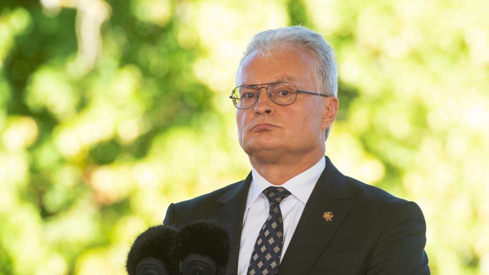 epa10148457 Lithuania's President Gitanas Nauseda attends a joint press conference after the Baltic Sea Energy Security Summit in Marienborg, Denmark, 30 August 2022. The summit aims to increase the energy security of the area in the context of the Russian invasion of Ukraine by strengthening regional cooperation.  EPA/Andrzej Lange POLAND OUT