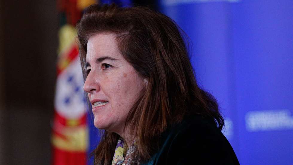 A ministra do Trabalho, Solidariedade e Segurança Social, Ana Mendes Godinho, durante a conferência de  imprensa no final da reunião do Conselho de Ministros, que decorreu no Palácio da Ajuda, em Lisboa, 18 de fevereiro de 2021. ANTÓNIO COTRIM/LUSA