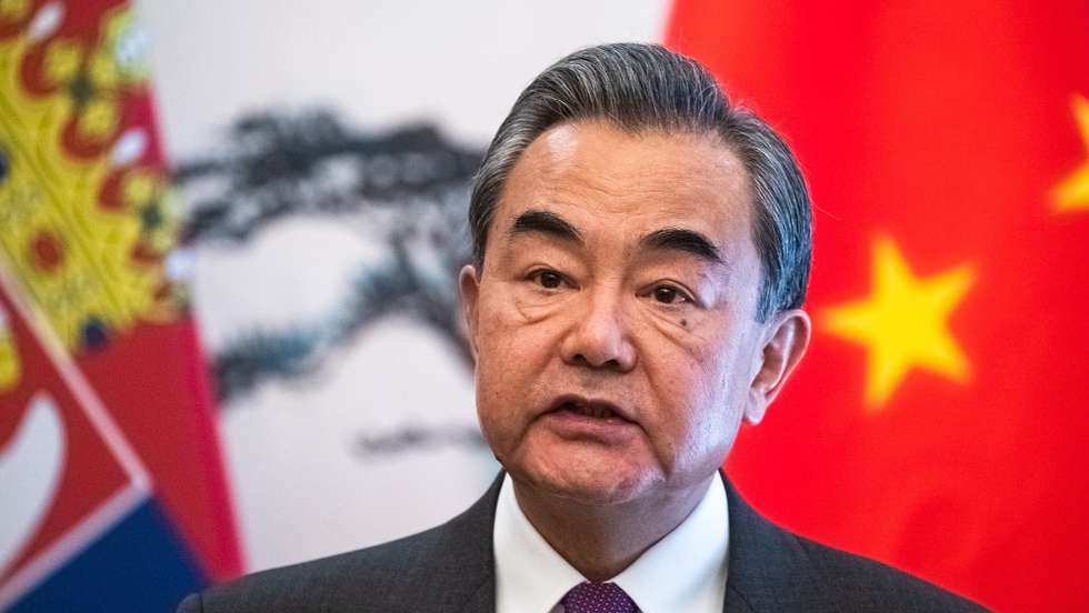 epa08248297 Chinese Foreign Minister Wang Yi attends a joint press conference with Minister of Foreign Affairs for Serbia Ivica Dacic (not pictured) following their meeting at Diaoyutai State Guesthouse in Beijing, China, 26 February 2020.  EPA/ROMAN PILIPEY / POOL / POOL