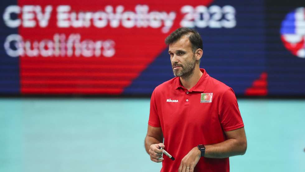 Portugal's head-coach Joao Jose reacts during their European Cup 2023 qualification volleyball match against Island, at Povoa de Varzim, Portugal, 3 August 2022. JOSE COELHO/LUSA